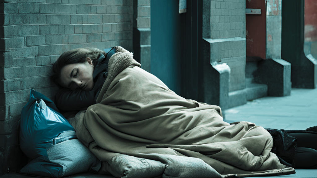 Picture of woman sleeping rough